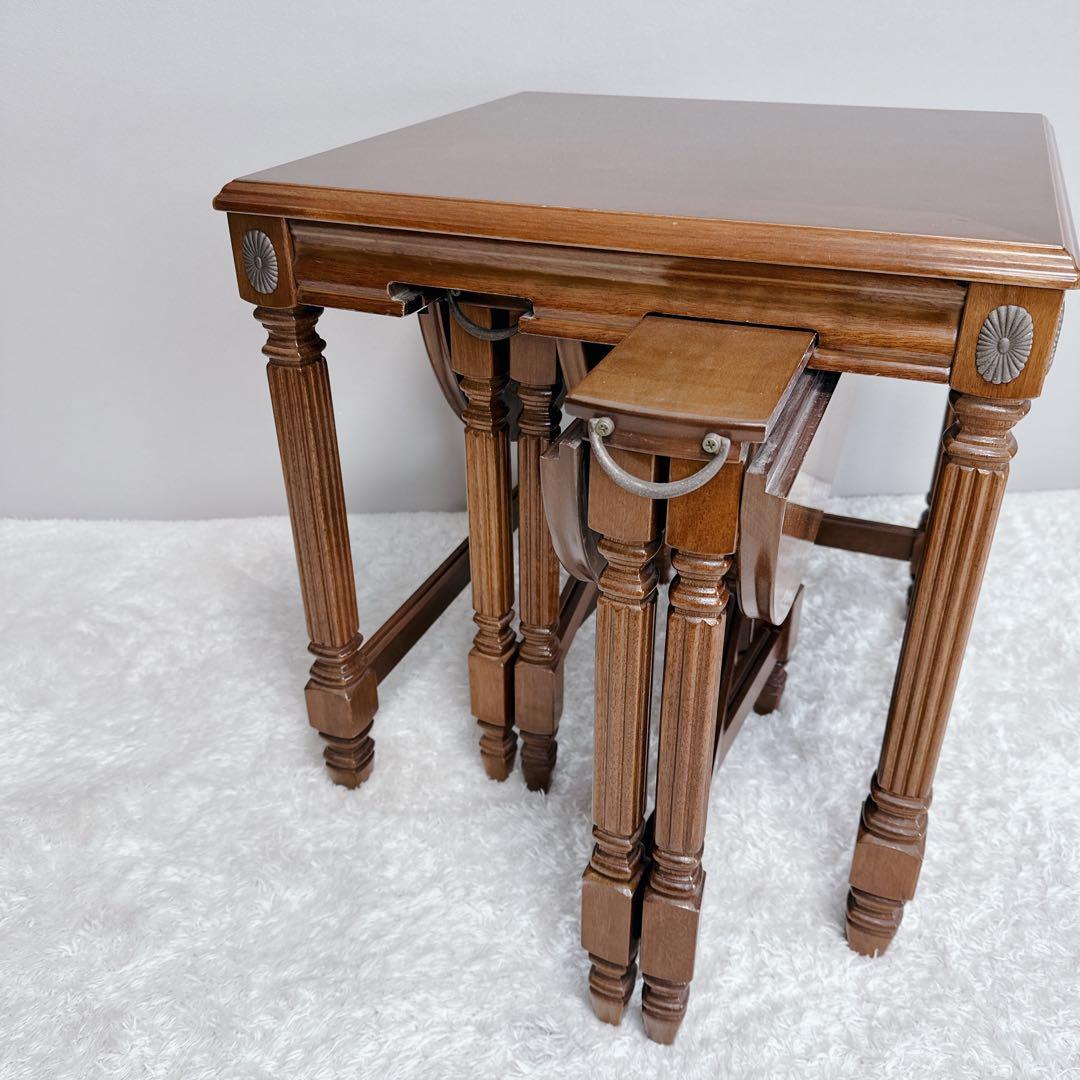 美品　アンティーク　ネストテーブル　3点セット　バタフライ式　レア　希少