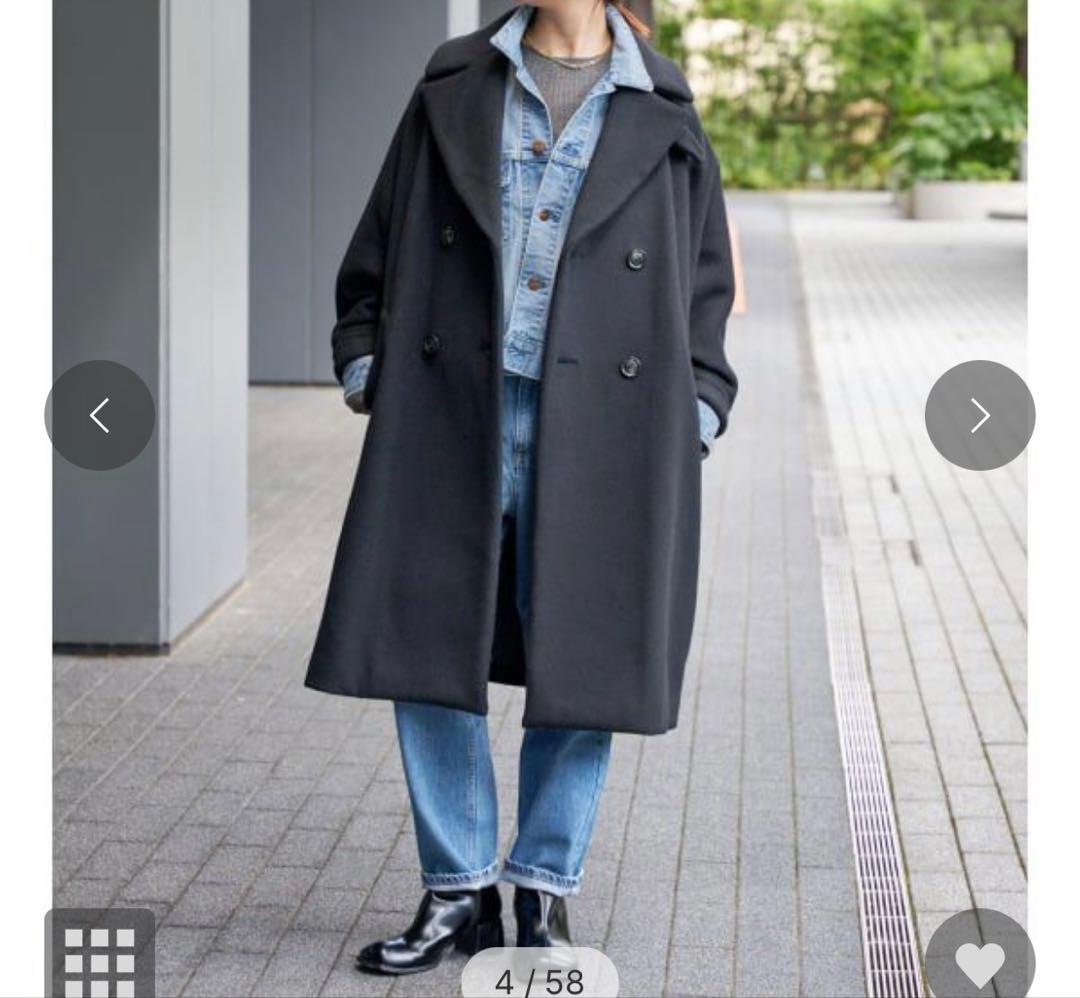 ティッカ　スピックアンドスパン　ブラック テントコートロングコート25AW