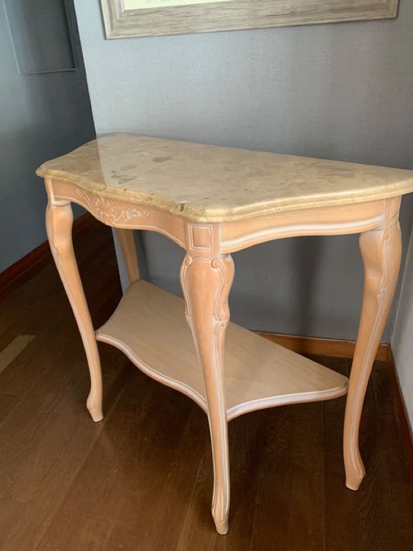 クラシック調 コンソールテーブル（大理石調天板）