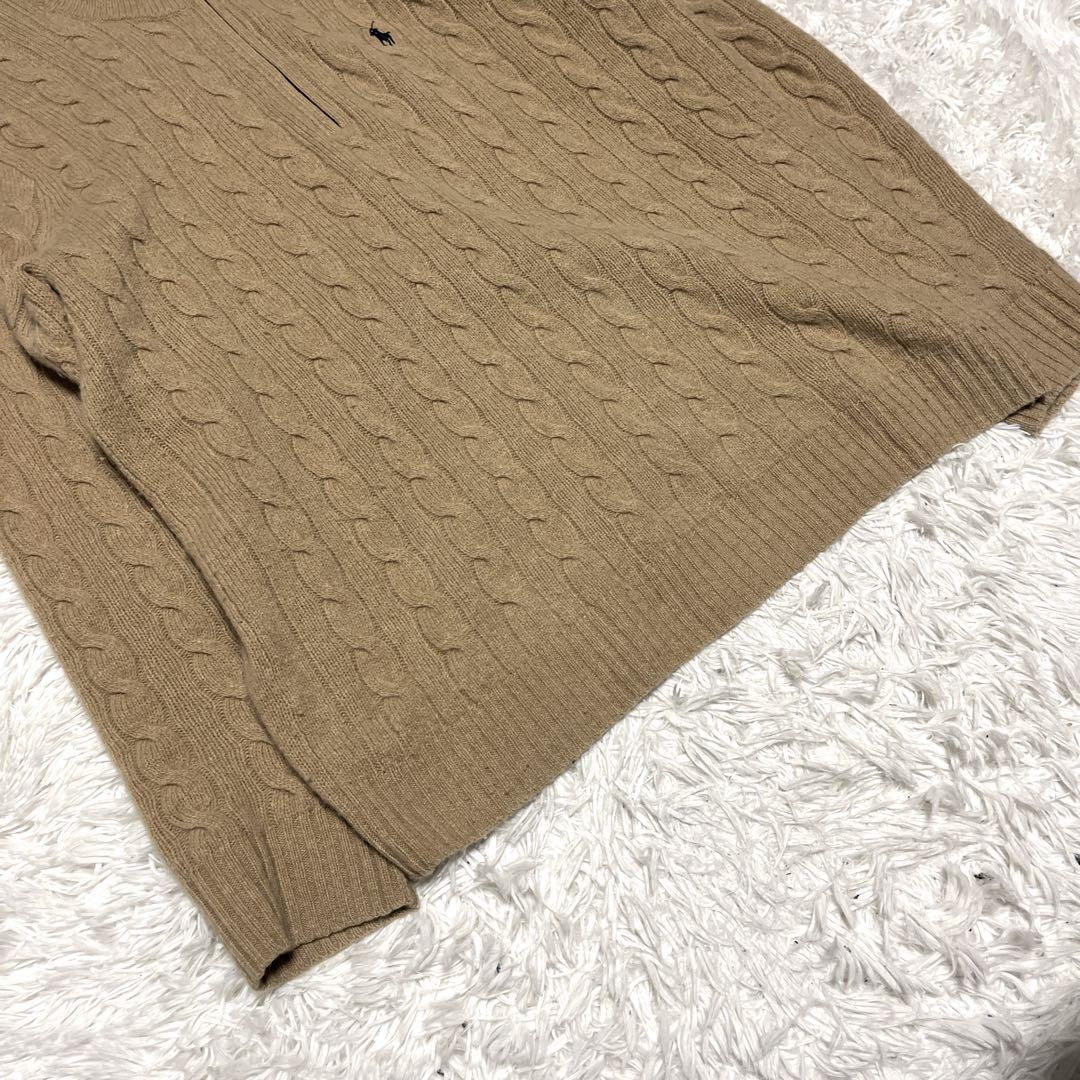 ポロラルフローレン ハーフジップ ケーブルニット 現行 カシミヤ ベージュ L