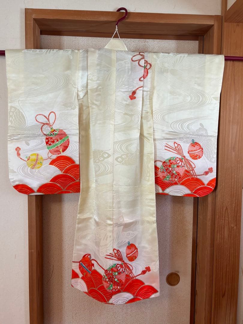 【値下げ】7歳　女の子用フルセット　裾除け　正絹　七五三　金刺繍入り　他小物付き