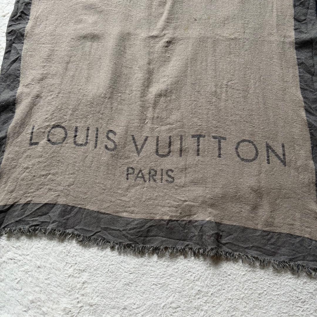 LOUIS VUITTON 大判ストール ブランドロゴ ウールカシミヤ ベージュ