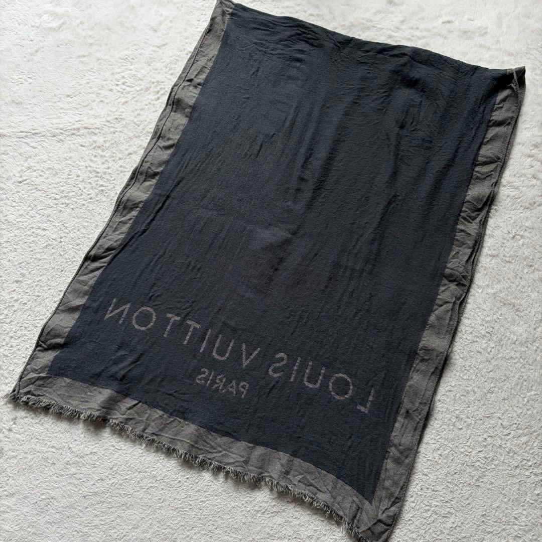 LOUIS VUITTON 大判ストール ブランドロゴ ウールカシミヤ ベージュ