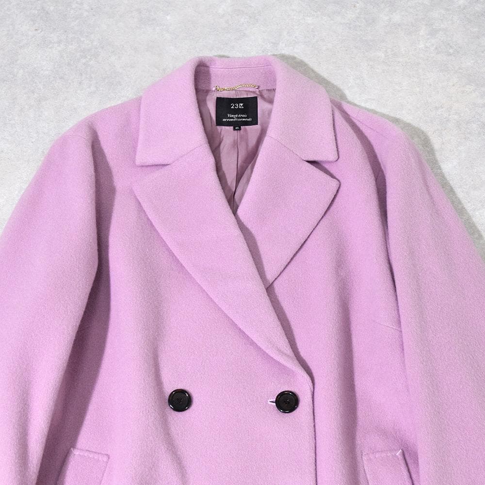 大きいサイズ 23区 ウール ビーバー チェスターコート 44 ピンク系