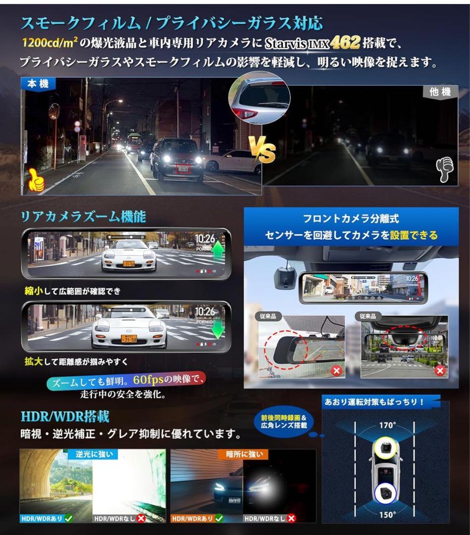 値下げ！PORMIDO スマートデジタルインナーミラー PRD8XC