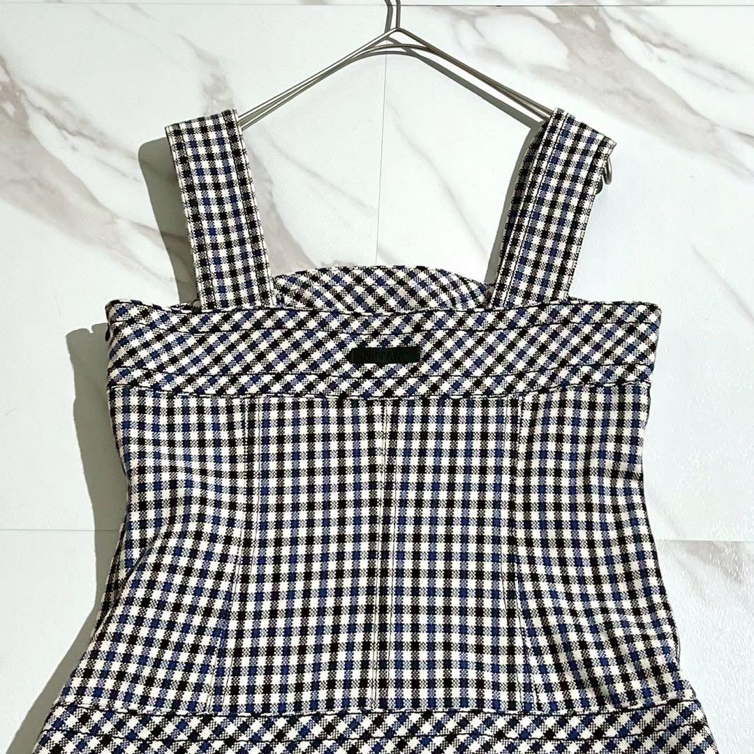 【極美品】バーバリーブルーレーベル キャミワンピース ギンガムチェック ベルト