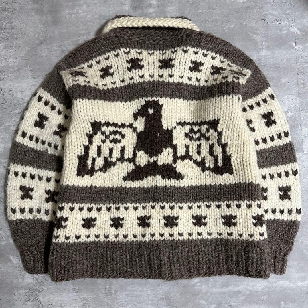 【カナダ製】SKANA カウチンニットセーター　ウッドボタン　肉厚　アメカジ