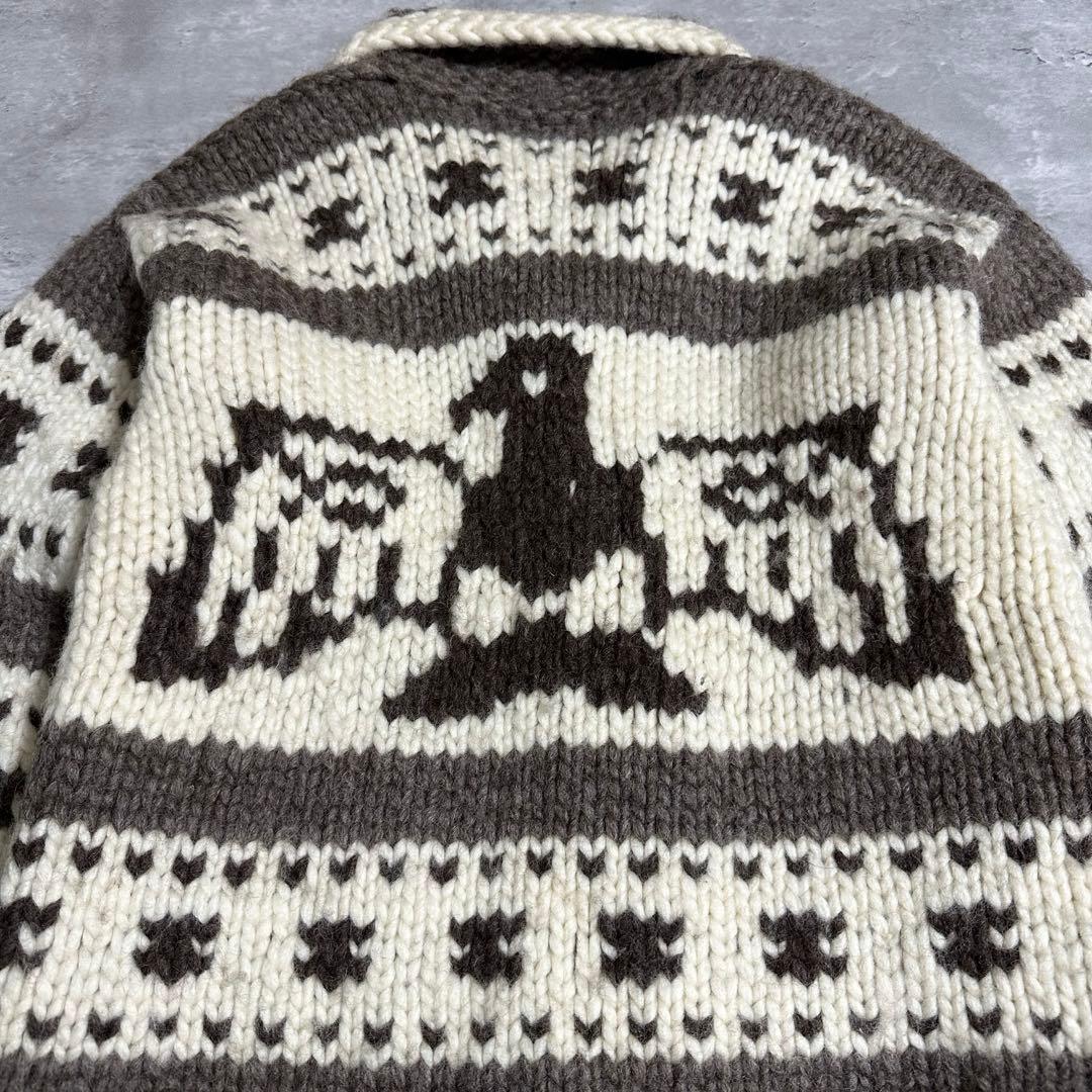 【カナダ製】SKANA カウチンニットセーター　ウッドボタン　肉厚　アメカジ