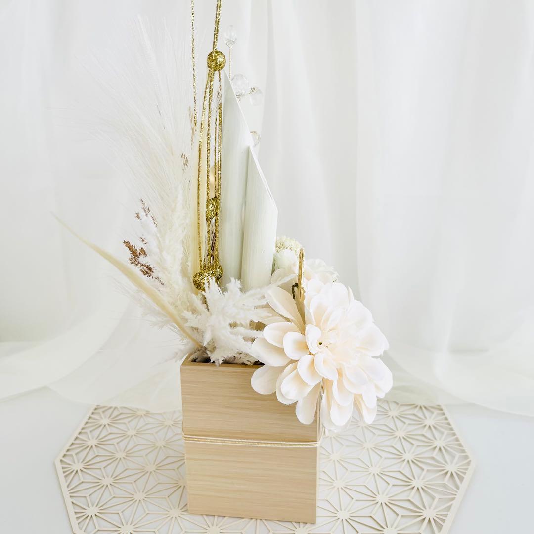 お正月飾り 門松 白 ホワイト ゴールド モダン門松 ハンドメイド 特大 197