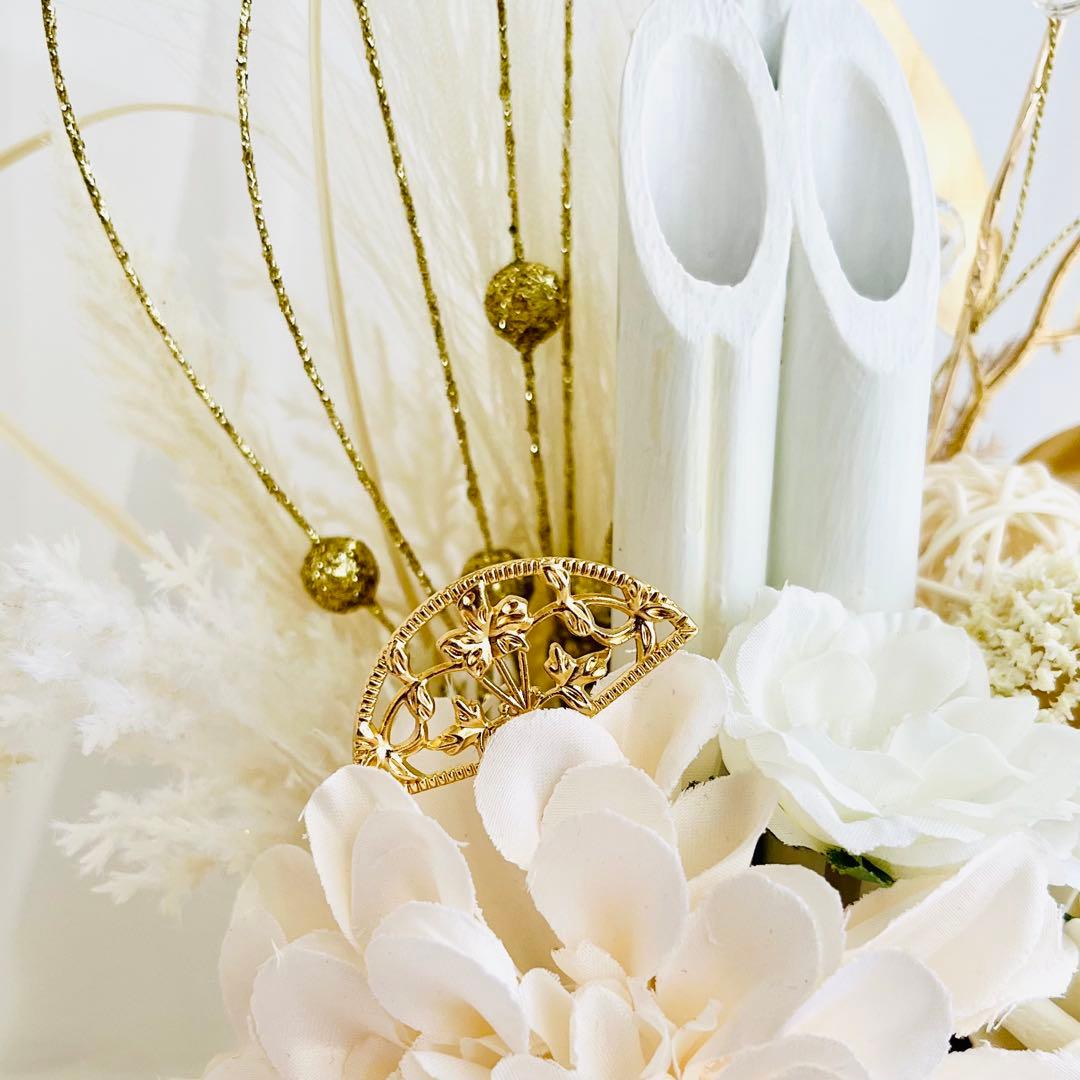 お正月飾り 門松 白 ホワイト ゴールド モダン門松 ハンドメイド 特大 197