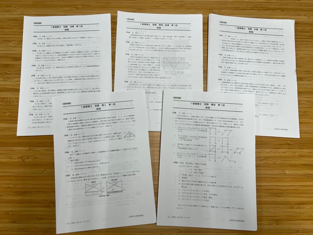 【未使用】2025年(令和7年) 一級建築士 学科ABCテスト,宿題一式 日建