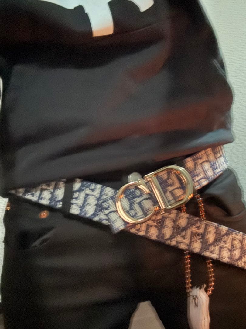 Christian Dior CDロゴベルト ネイビー/ホワイト