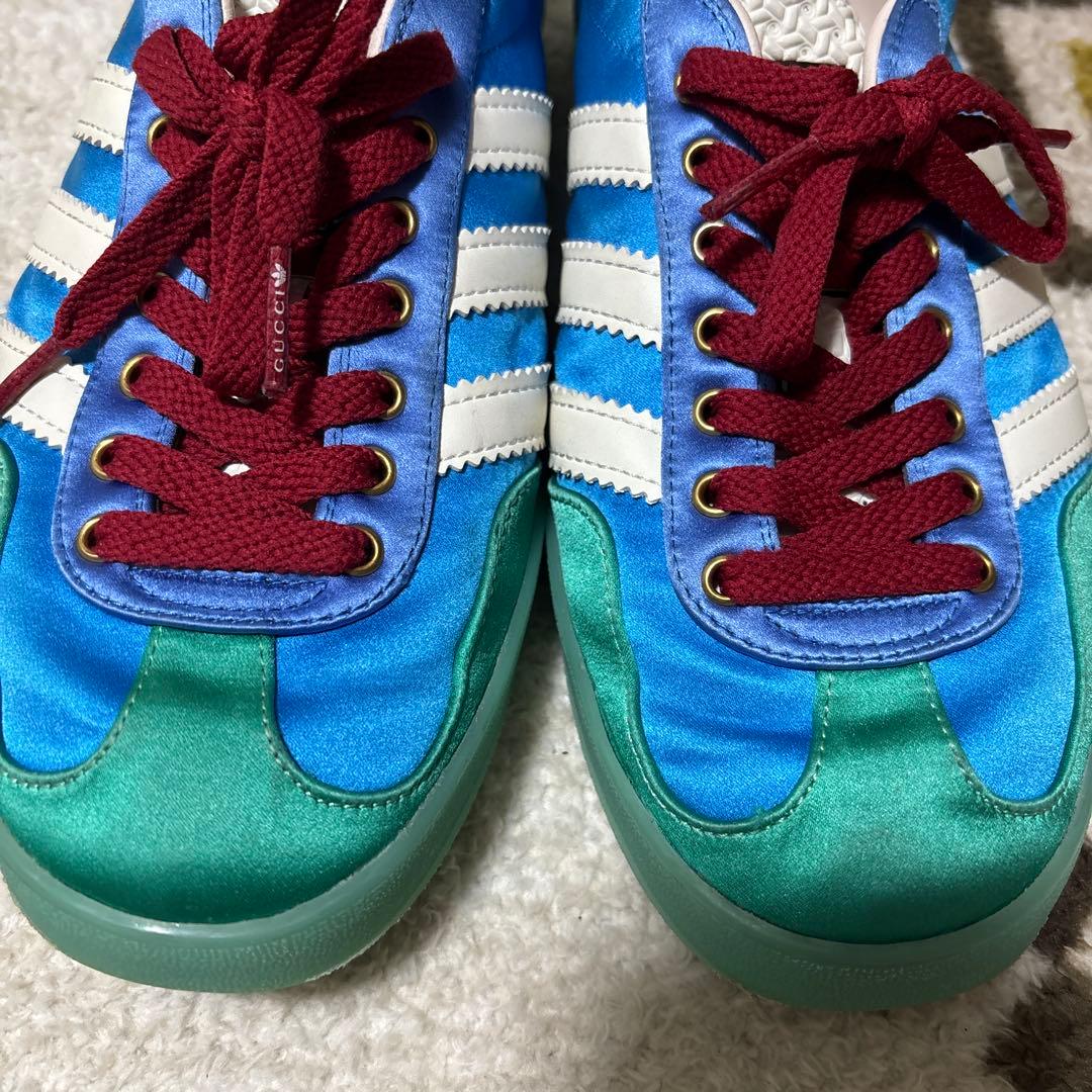 GUCCI ガゼル ライトブルー・シルク　24センチ　adidasコラボ