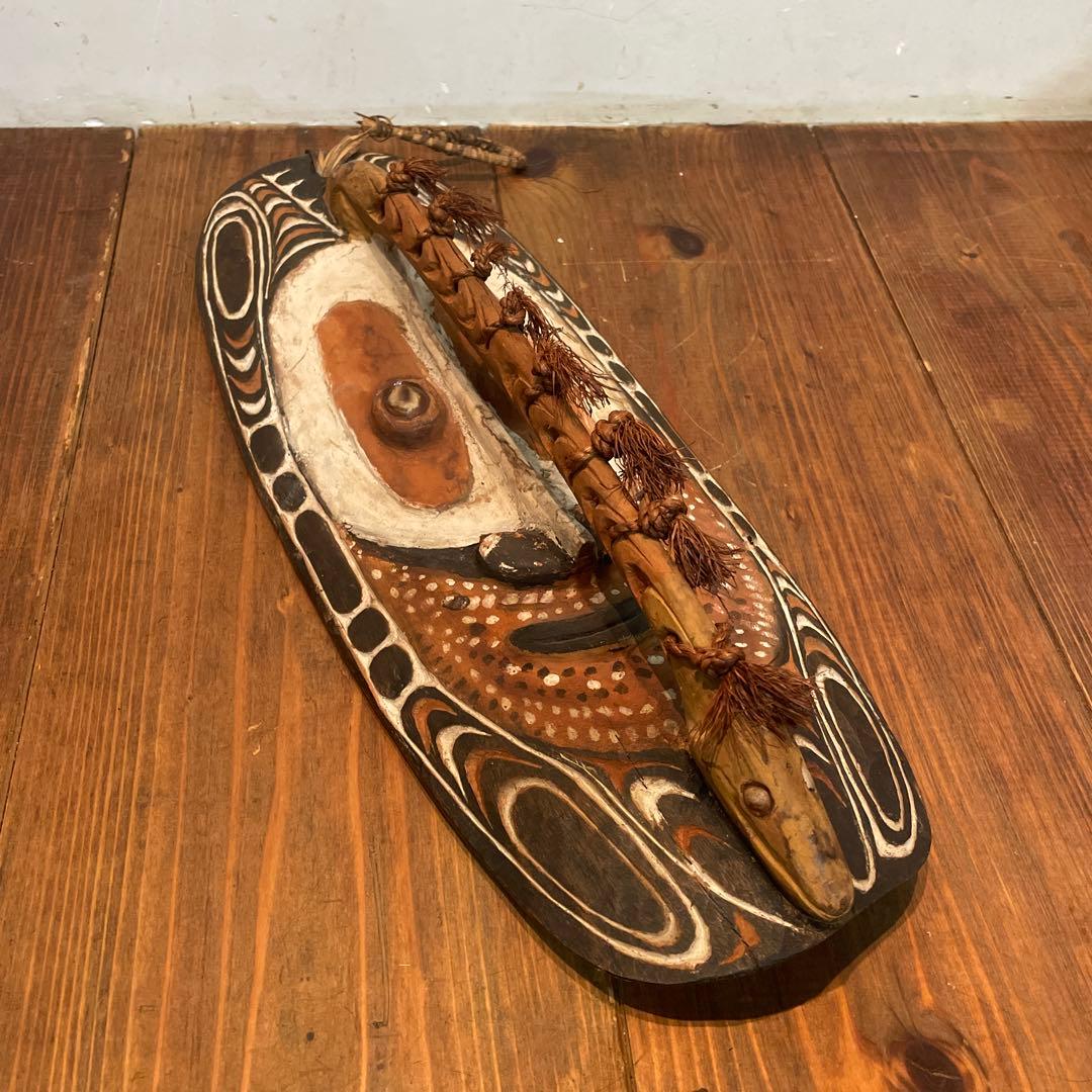 美品　希少　木製　パプアニューギニア　セピック川流域の部族　マスク　飾り