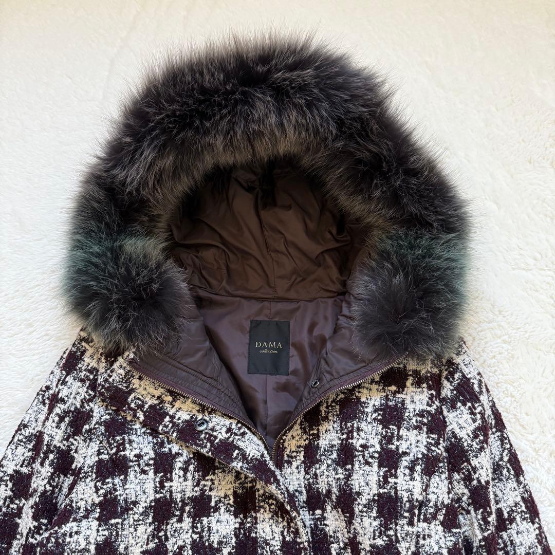 美品】DAMA collection フード付き ツイードコート 千鳥格子 M - メルカリ