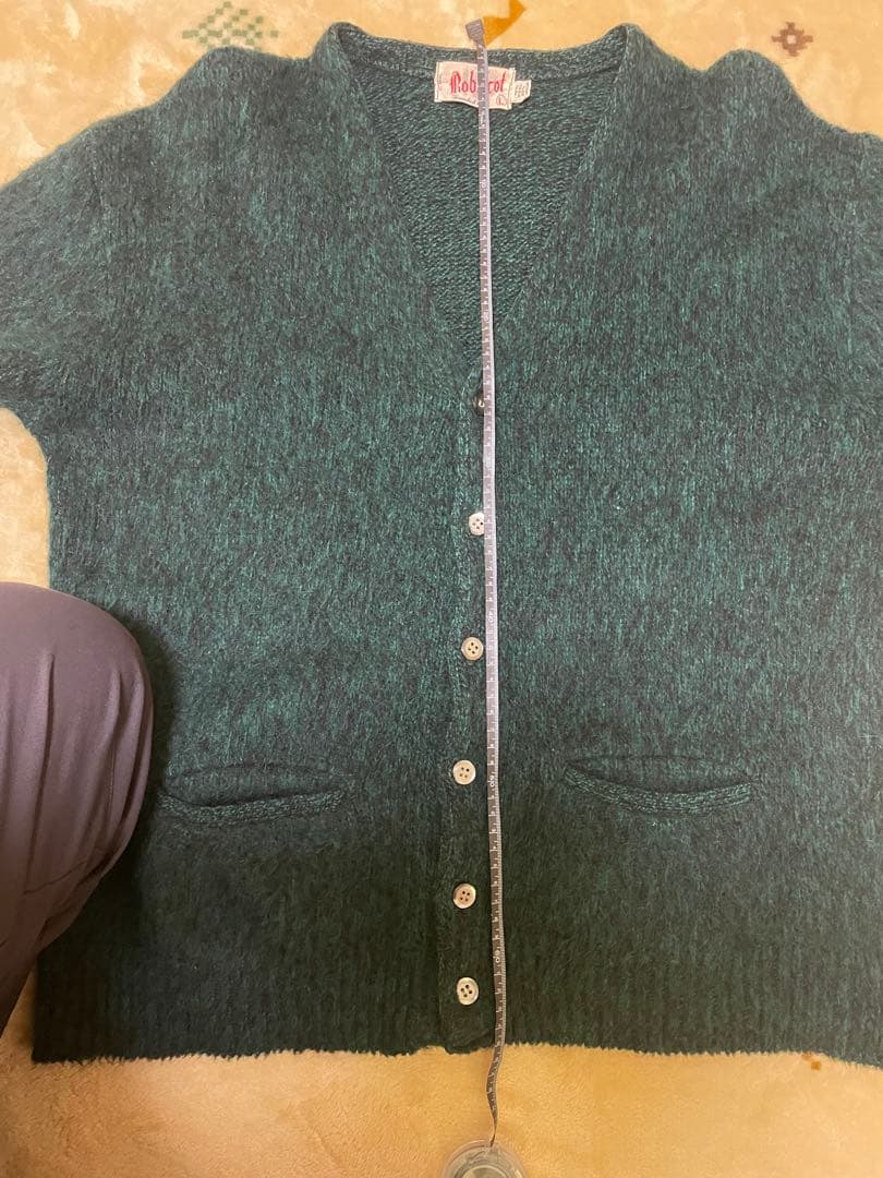 60s モヘアカーディガン 毛足長 ビッグサイズ グランジ グリーン