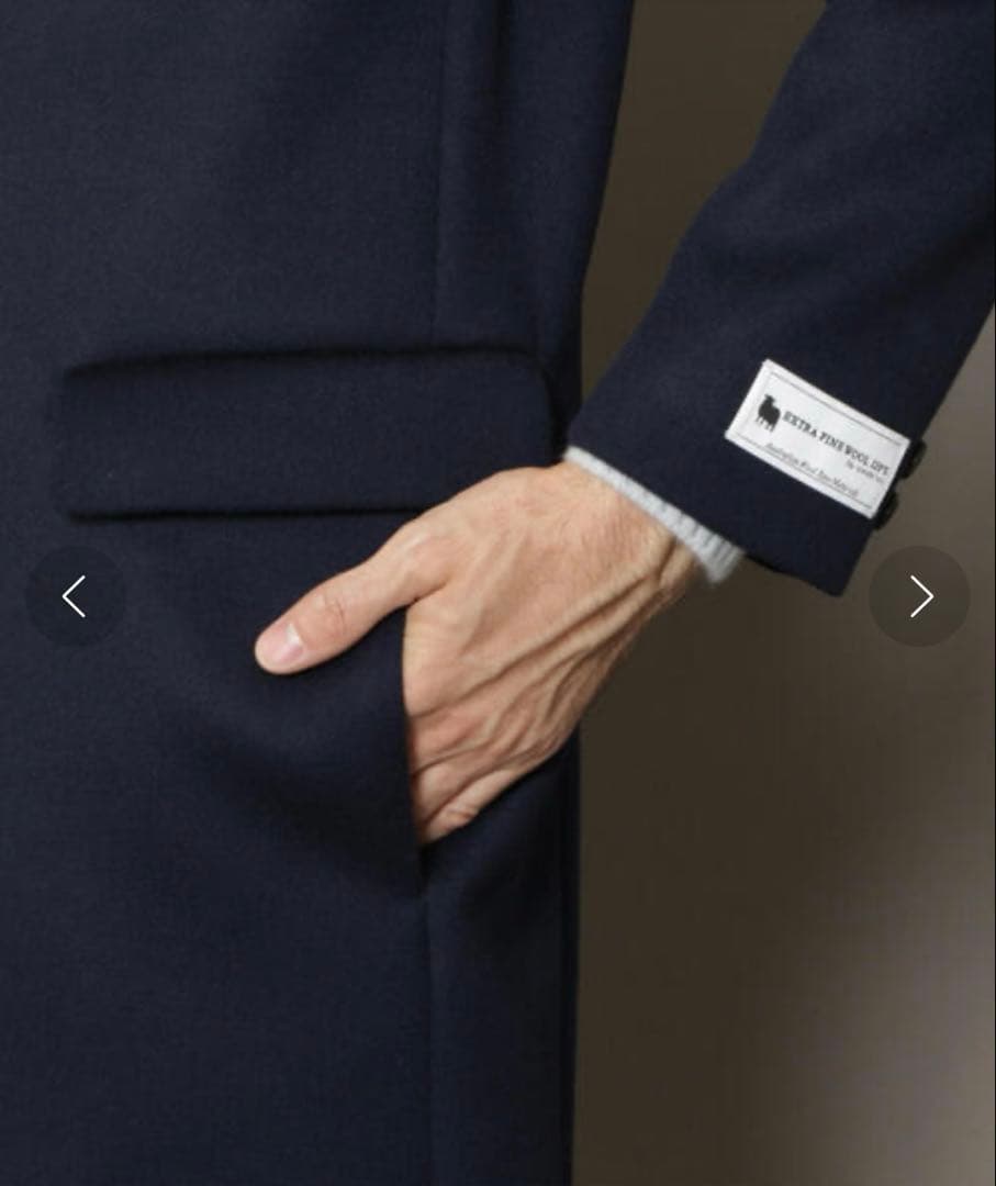 未使用級ビューティアンドユースユナイテッドアローズチェスターコートネイビーL