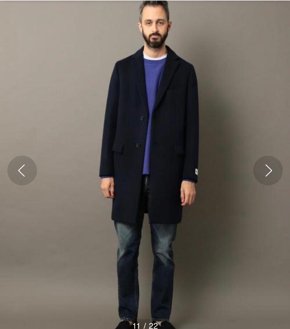 未使用級ビューティアンドユースユナイテッドアローズチェスターコートネイビーL