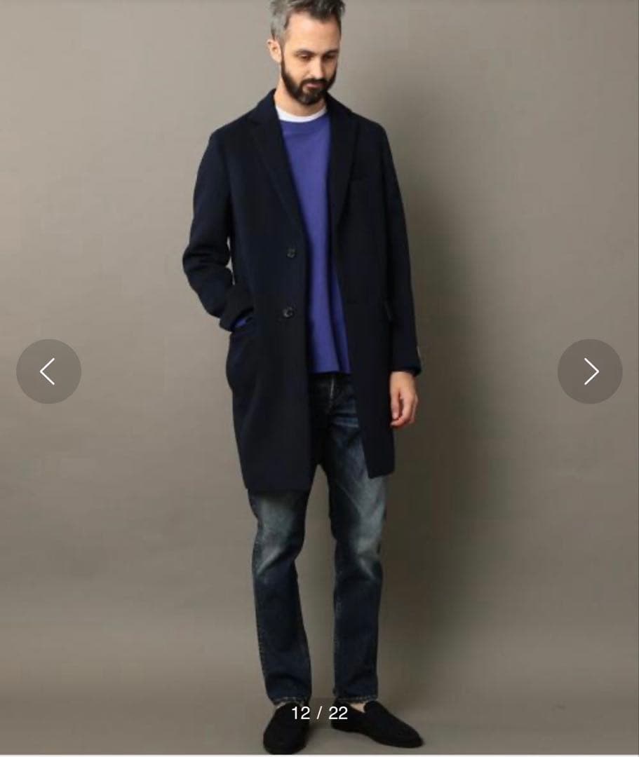 未使用級ビューティアンドユースユナイテッドアローズチェスターコートネイビーL