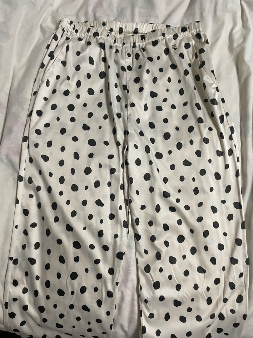 gelato pique ダルメシアンサテンシャツ・サテンロングパンツ　WHT