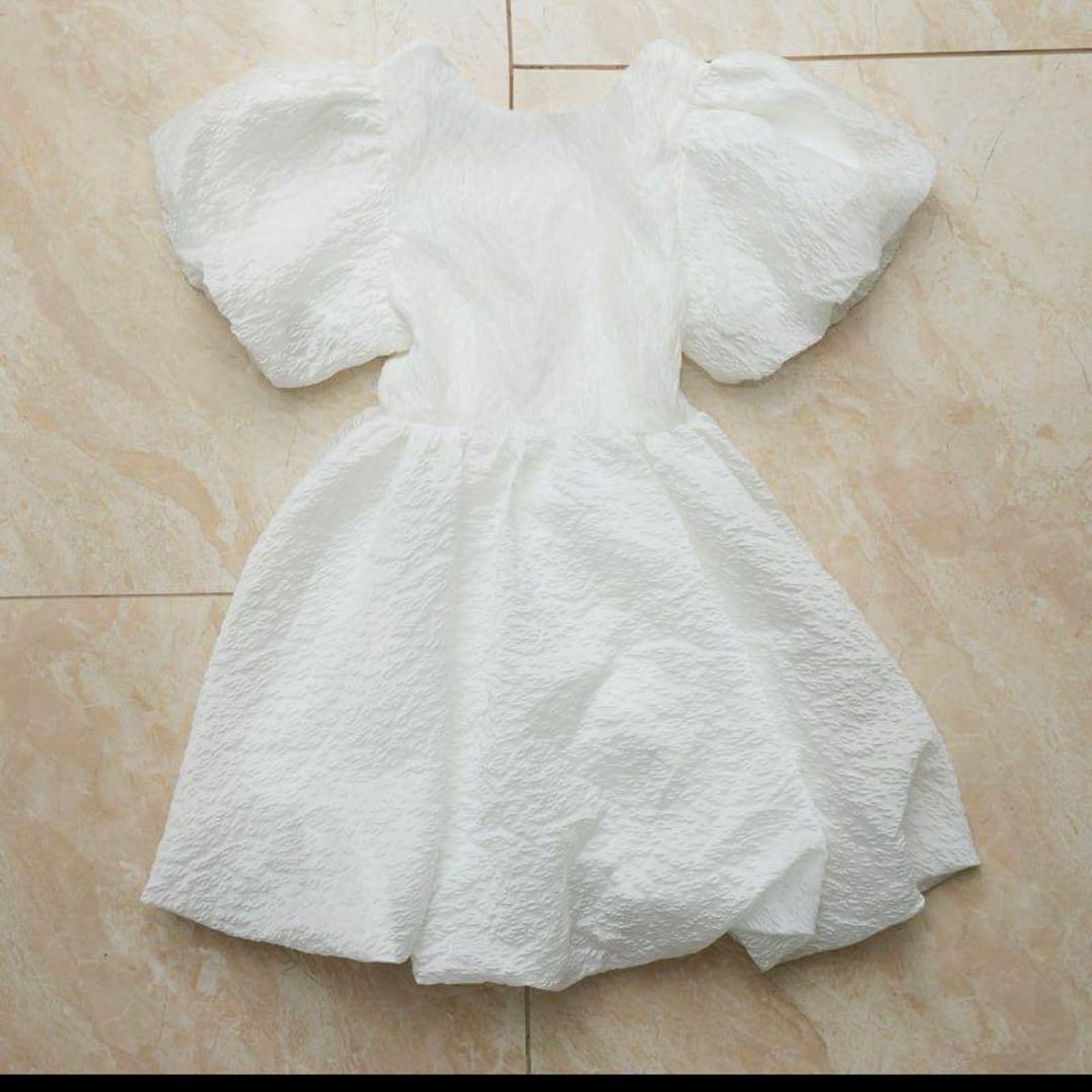 トリートユアセルフ バルーンフラワージャガードワンピース ホワイト