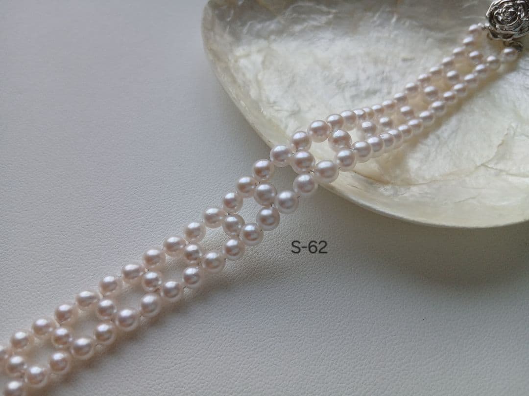 S62アコヤ真珠ベビーパール編みブレスレット4.0～4.5㎜ 伊勢志摩産 本真珠