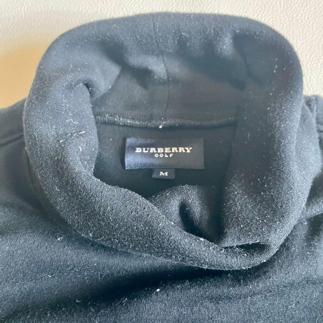 バーバリーゴルフ】タートルネック ニット セーター ロゴ 黒 M