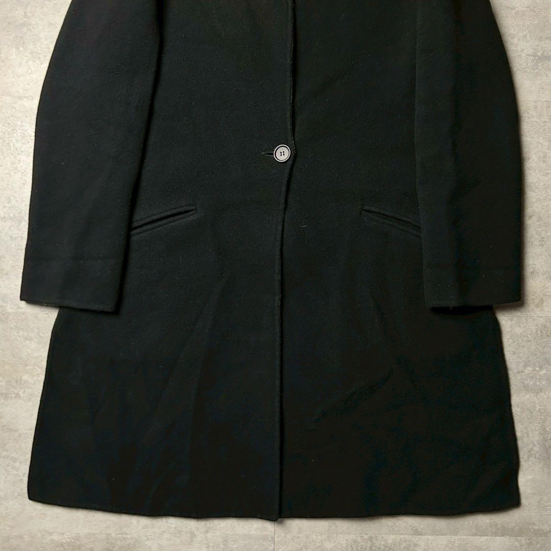 エンポリオアルマーニ イタリア製 スタンドロングコート リバーコート ブラック