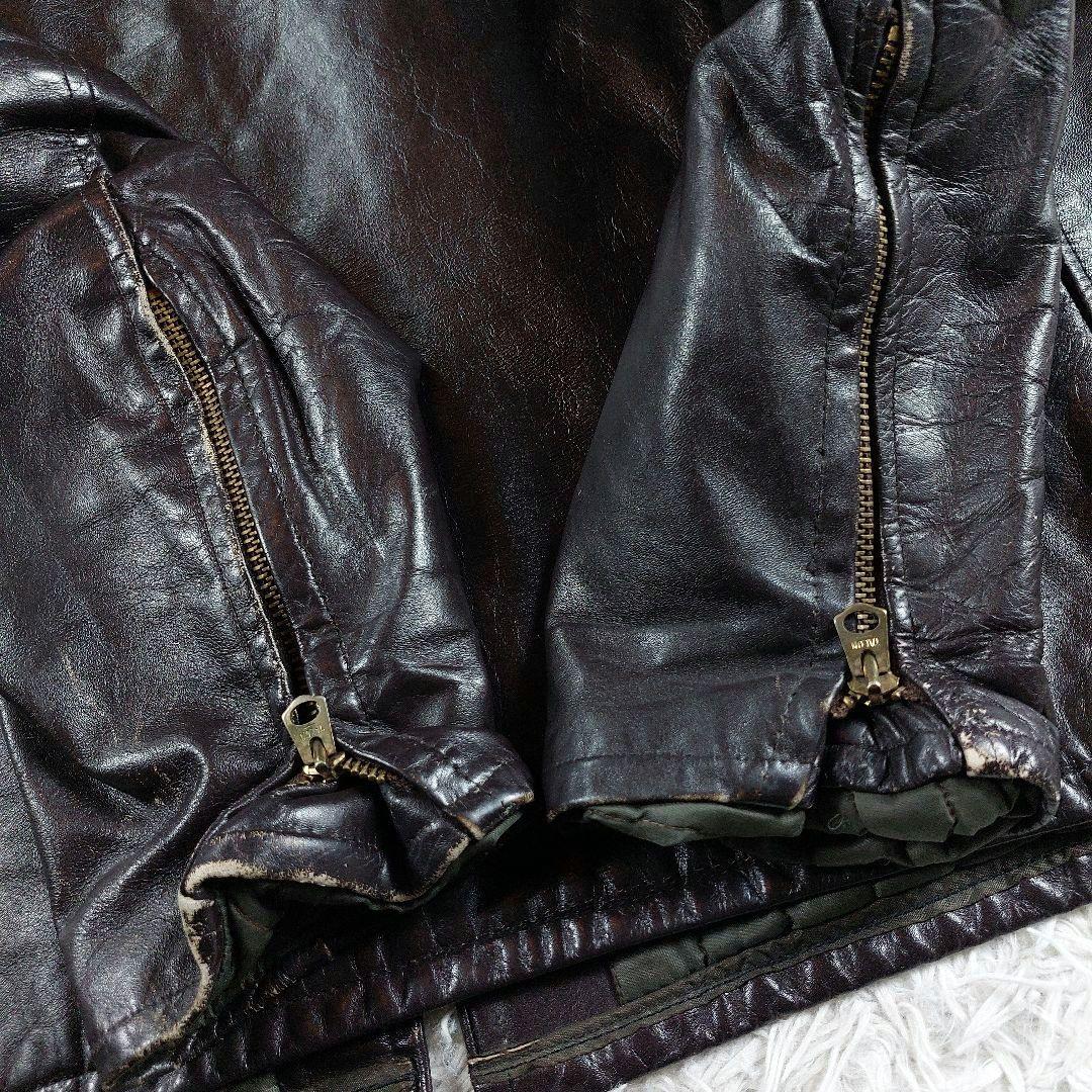 60~70s 希少 シングルレザーライダース 五角形TALON 逆ハの字ジップ