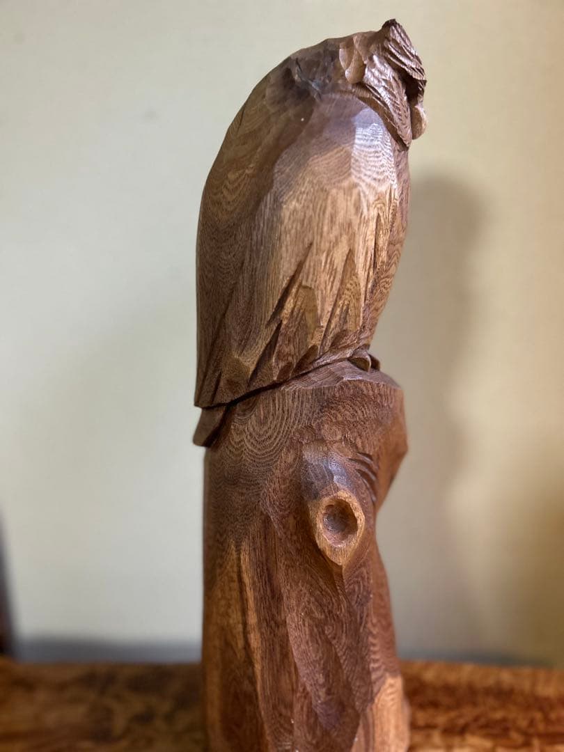フクロウの木彫彫刻 大場貞義（貞光）作 【縁起物 希少逸品】送料込み