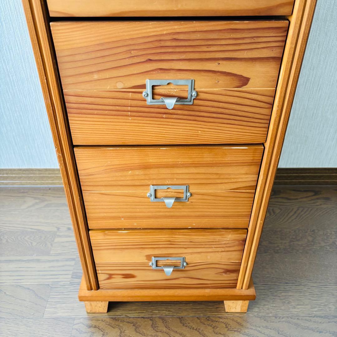 スリムチェスト 7段 木製 引き出し ナチュラル レトロ 北欧風 無垢材風 収納