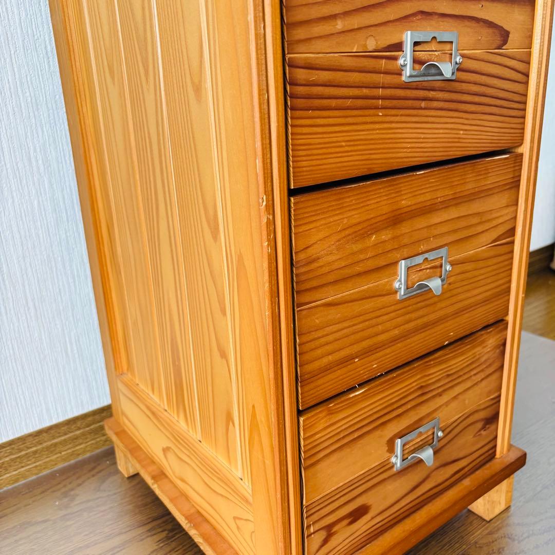 スリムチェスト 7段 木製 引き出し ナチュラル レトロ 北欧風 無垢材風 収納