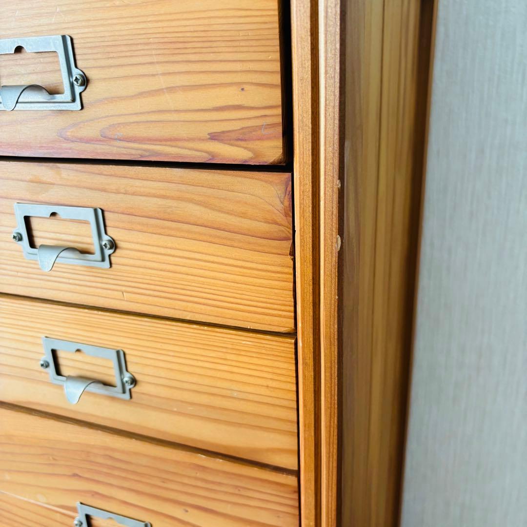 スリムチェスト 7段 木製 引き出し ナチュラル レトロ 北欧風 無垢材風 収納