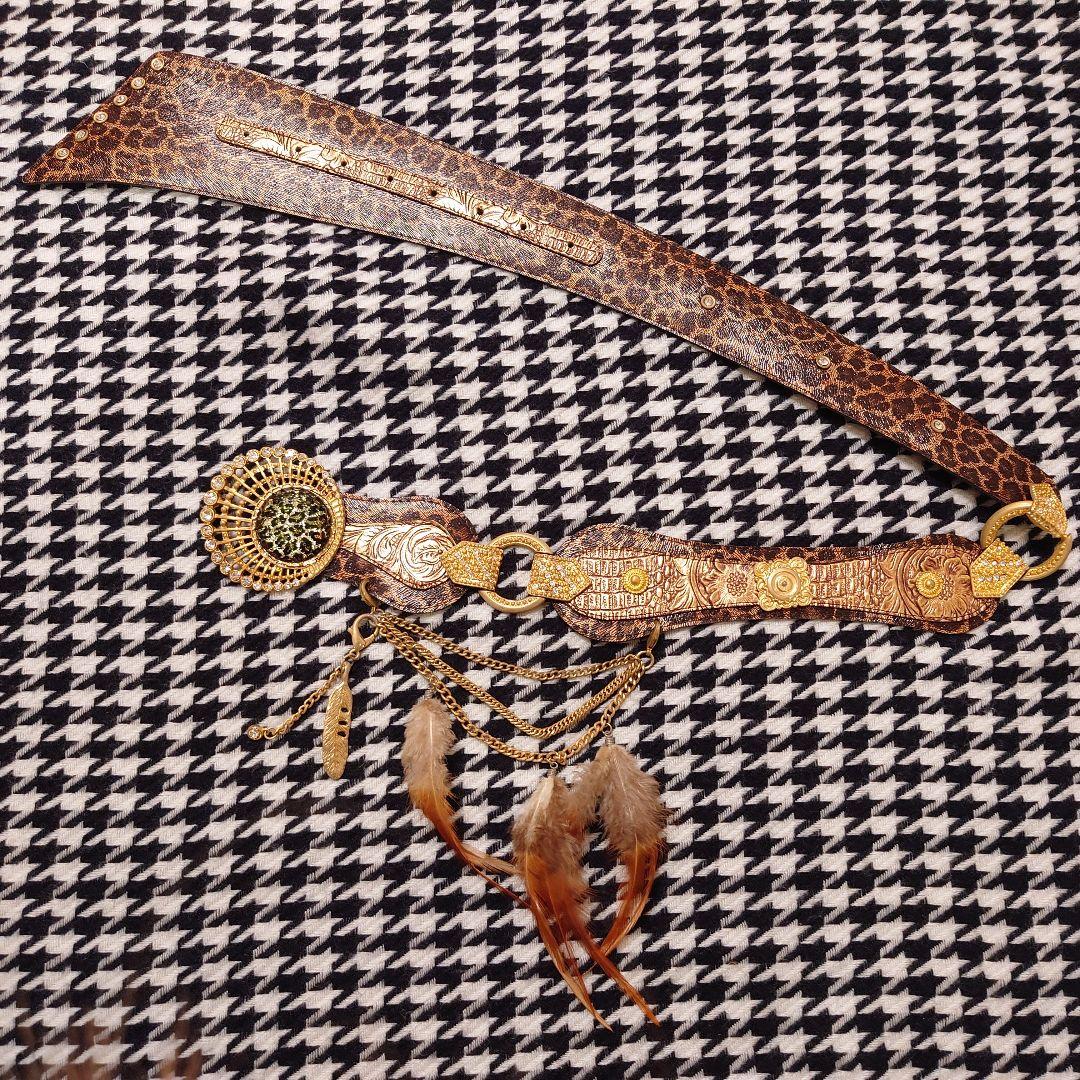 希少✨ d.i.a ベルト フェザー レオパード バックル ヴィンテージ