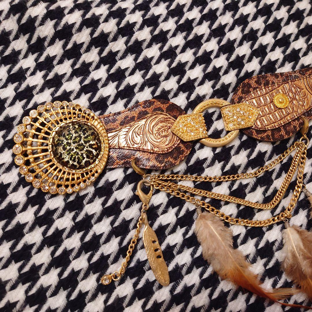 希少✨ d.i.a ベルト フェザー レオパード バックル ヴィンテージ