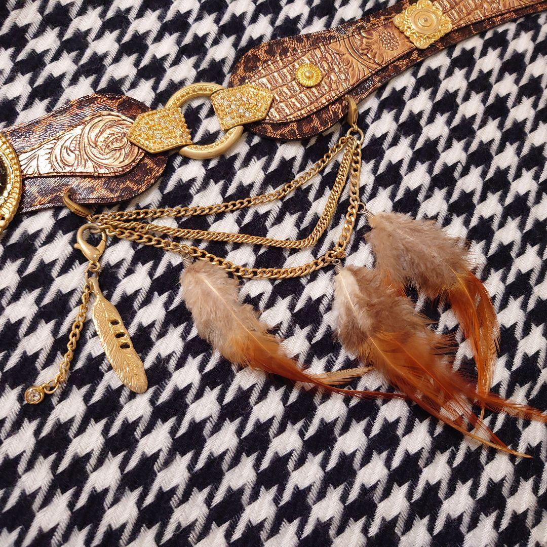 希少✨ d.i.a ベルト フェザー レオパード バックル ヴィンテージ