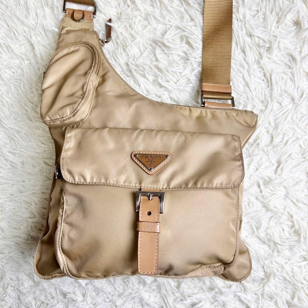 極希少★PRADA 00s 90s アーカイブ ナイロン ボディバッグ ベージュ