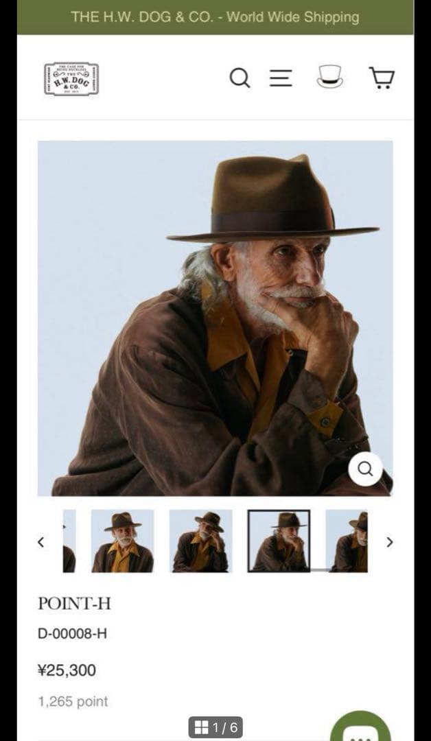 帽子 THE.H.W.DOG & CO. POINT-H size38 BRN