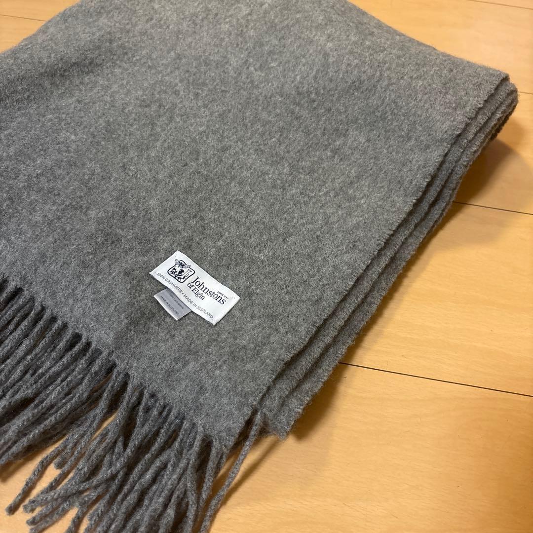 Johnstons of Elgin 100%カシミヤストール グレー