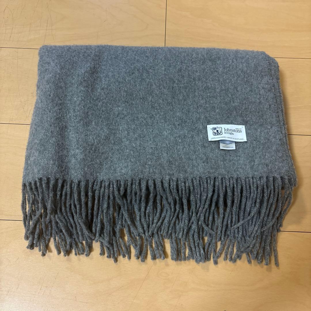 Johnstons of Elgin 100%カシミヤストール グレー