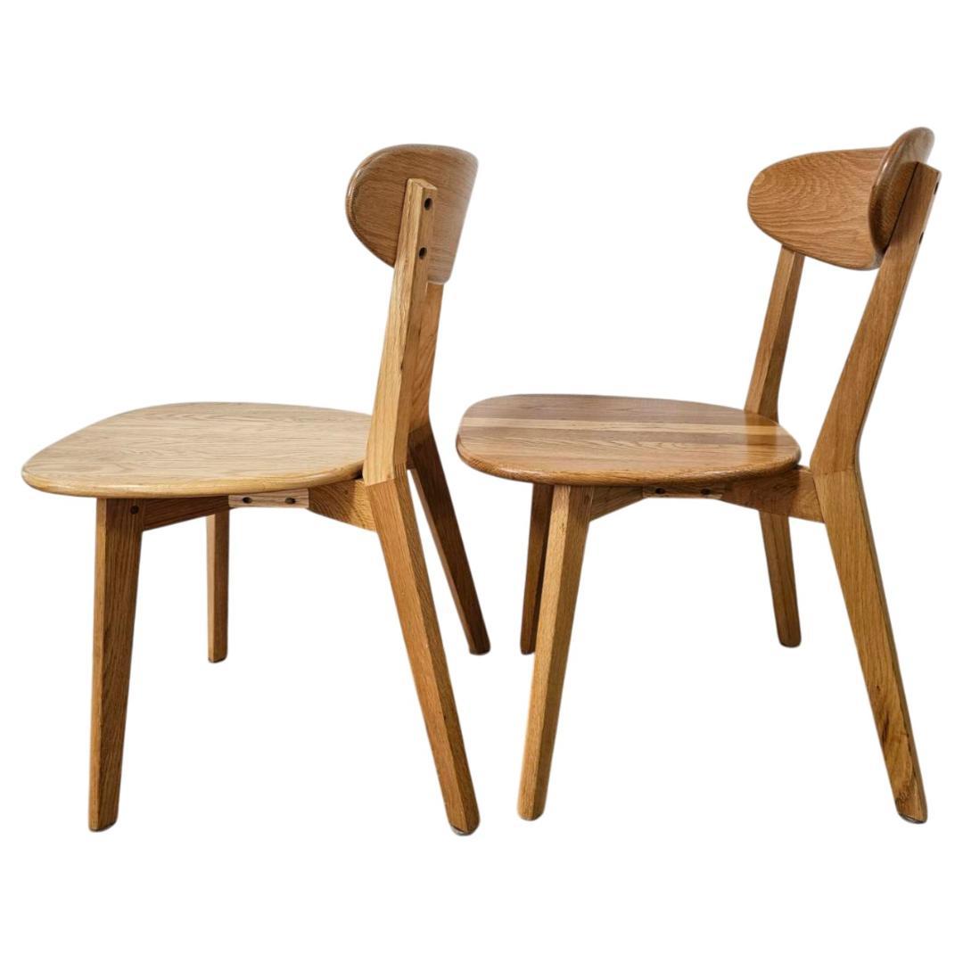 大川家具 リバー ダイニングチェア 2脚セット オーク無垢 板座 木製椅子