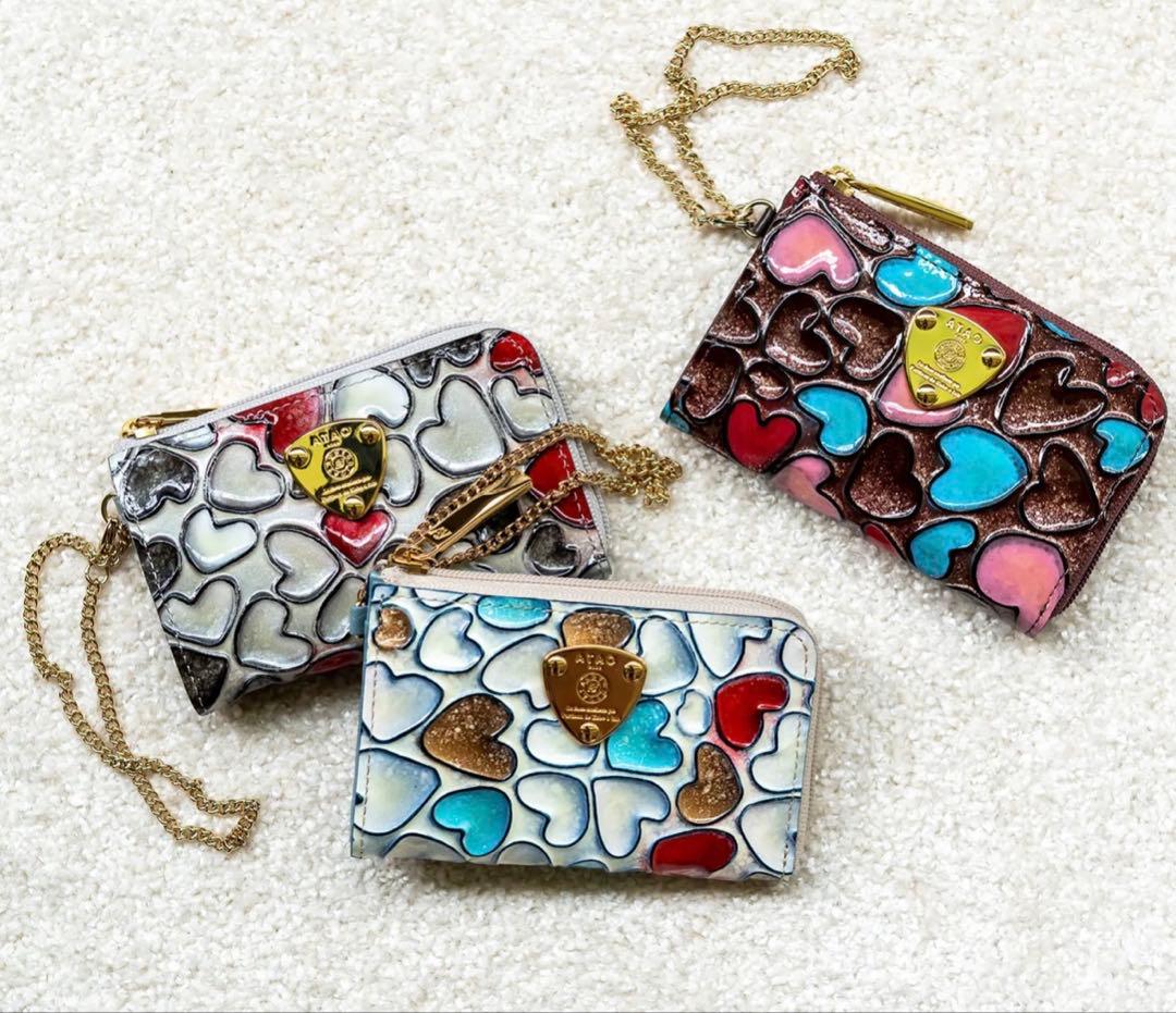 ATAO ベル プラチナグラス ハート ミニ財布 キーケース ハッピーヴィ