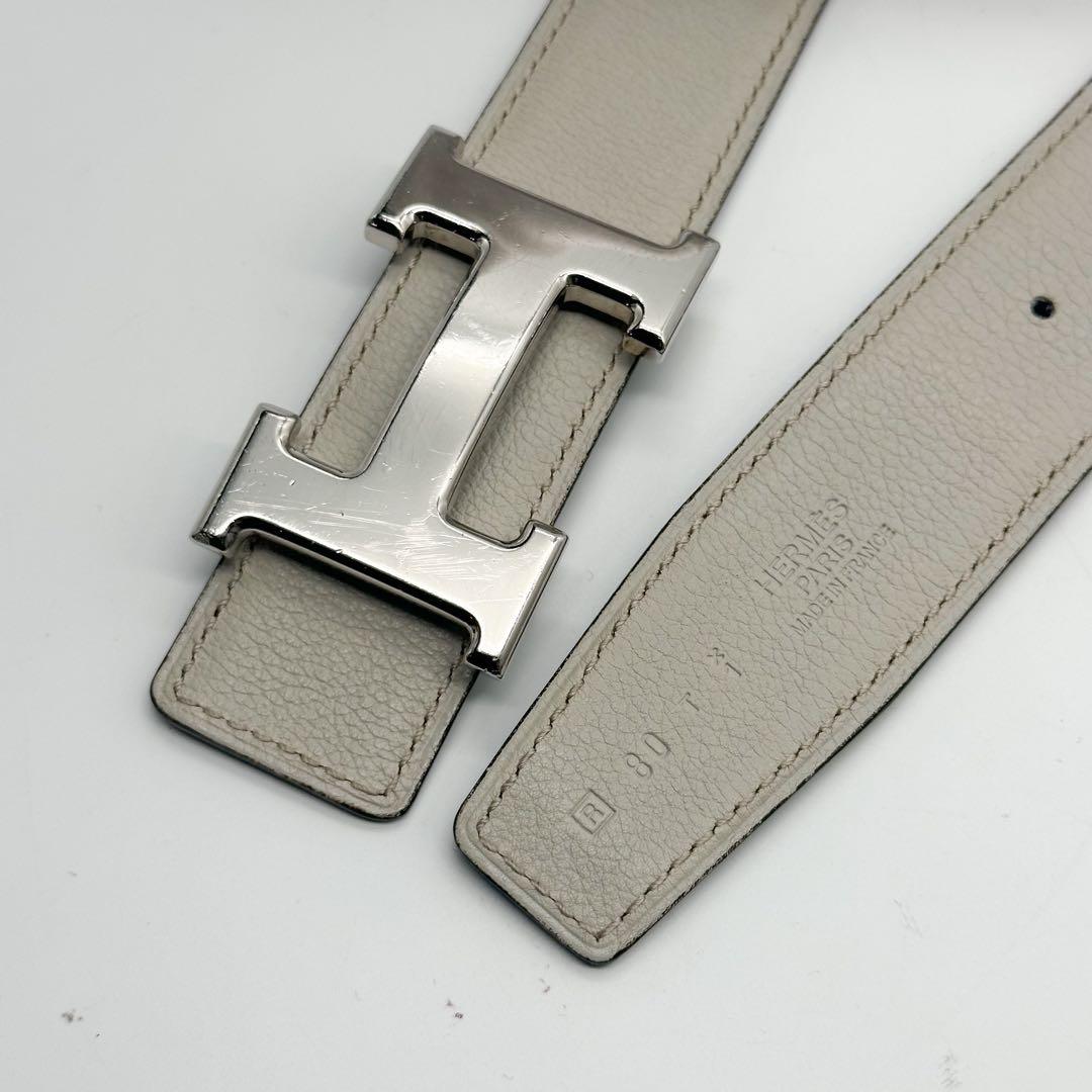 【激レア】エルメス コンスタンス リバーシブル ベルト　80 グレー ブラウン