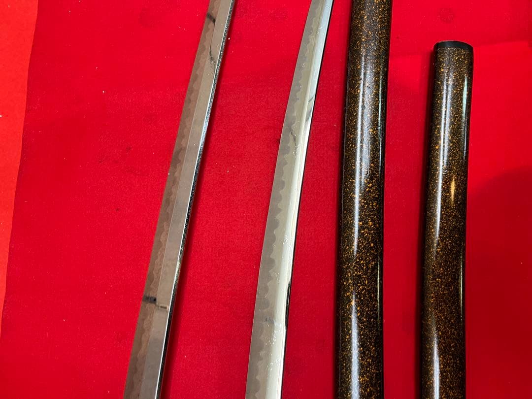 模造刀　大小2本セット　2本掛け台付き　下緒付き　螺鈿拵え