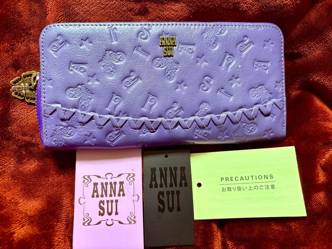 ANNA SUI アナスイ ベロニカ 長財布 蝶 紫 エンボス