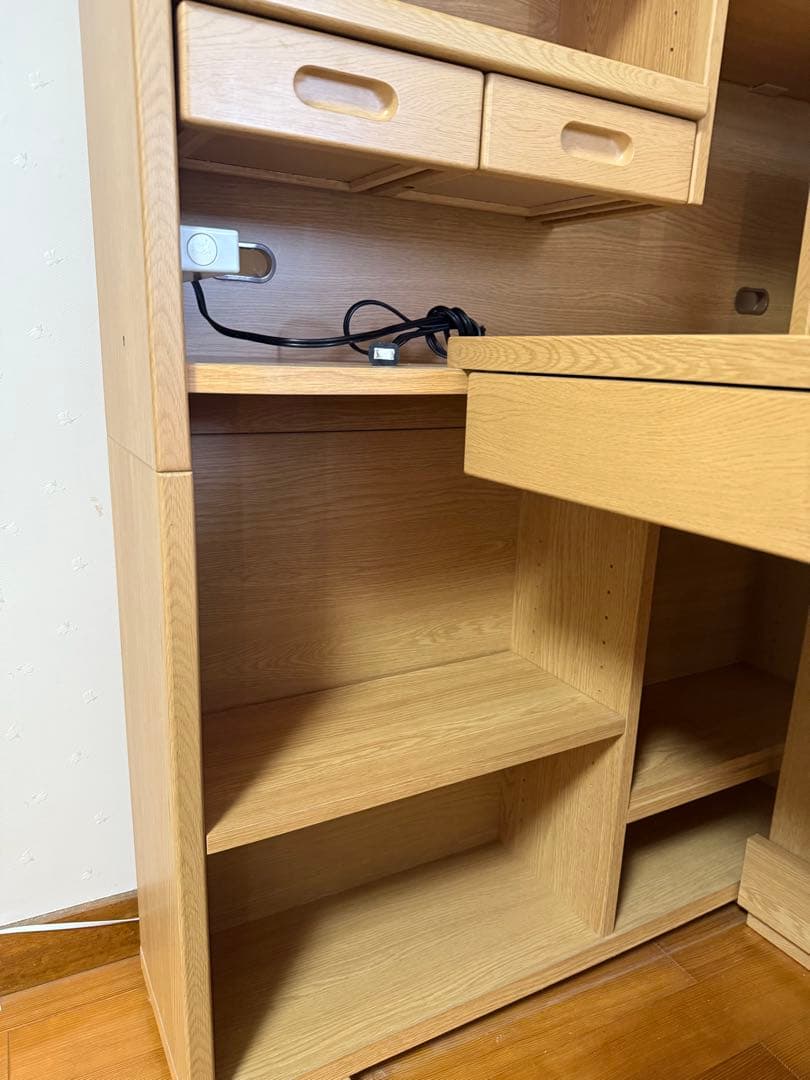 KOIZUMI 学習机ナチュラル L字型デスク 引き出し付き