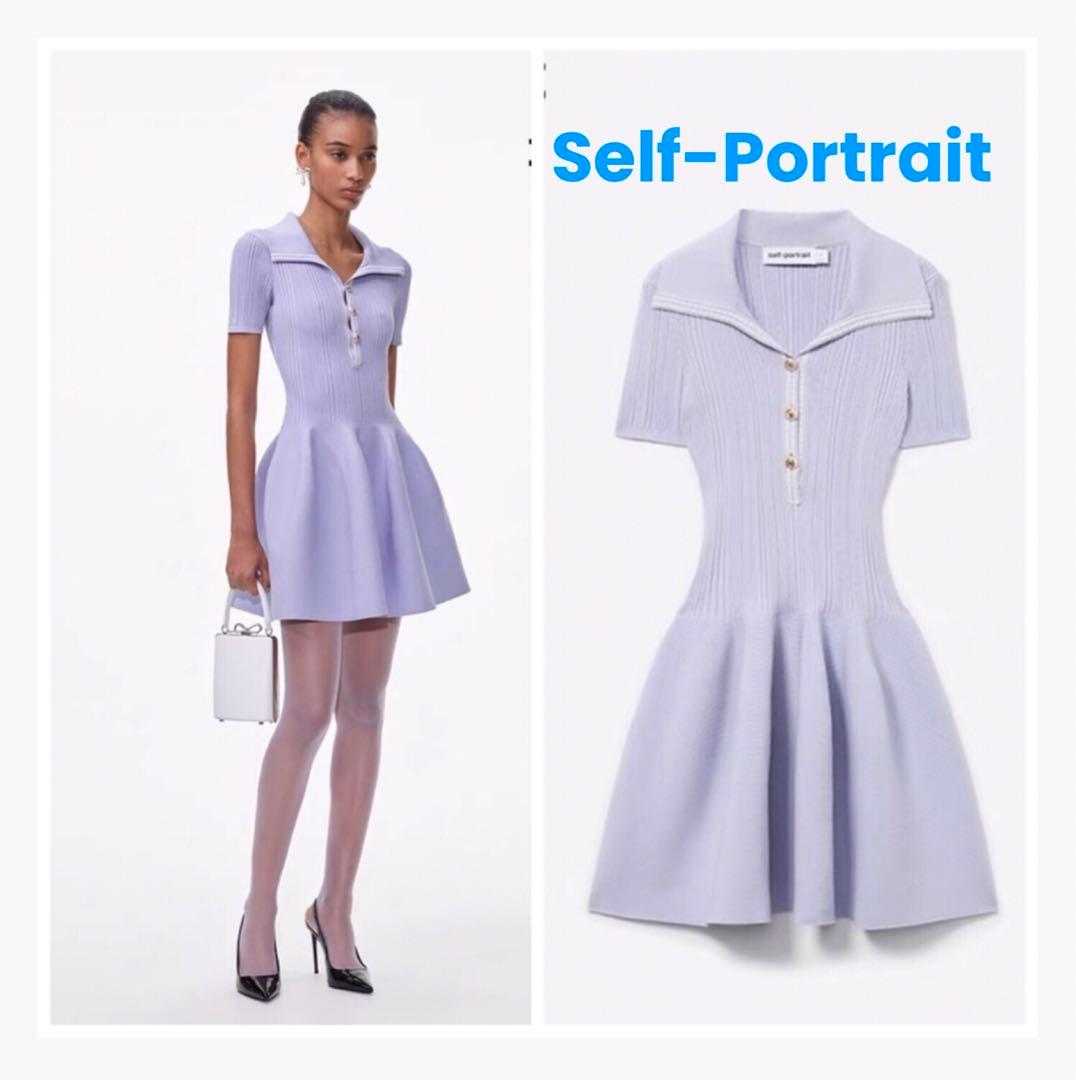 ❇️Selfportrait正規25新セルフポートレートパープルニットワンピース