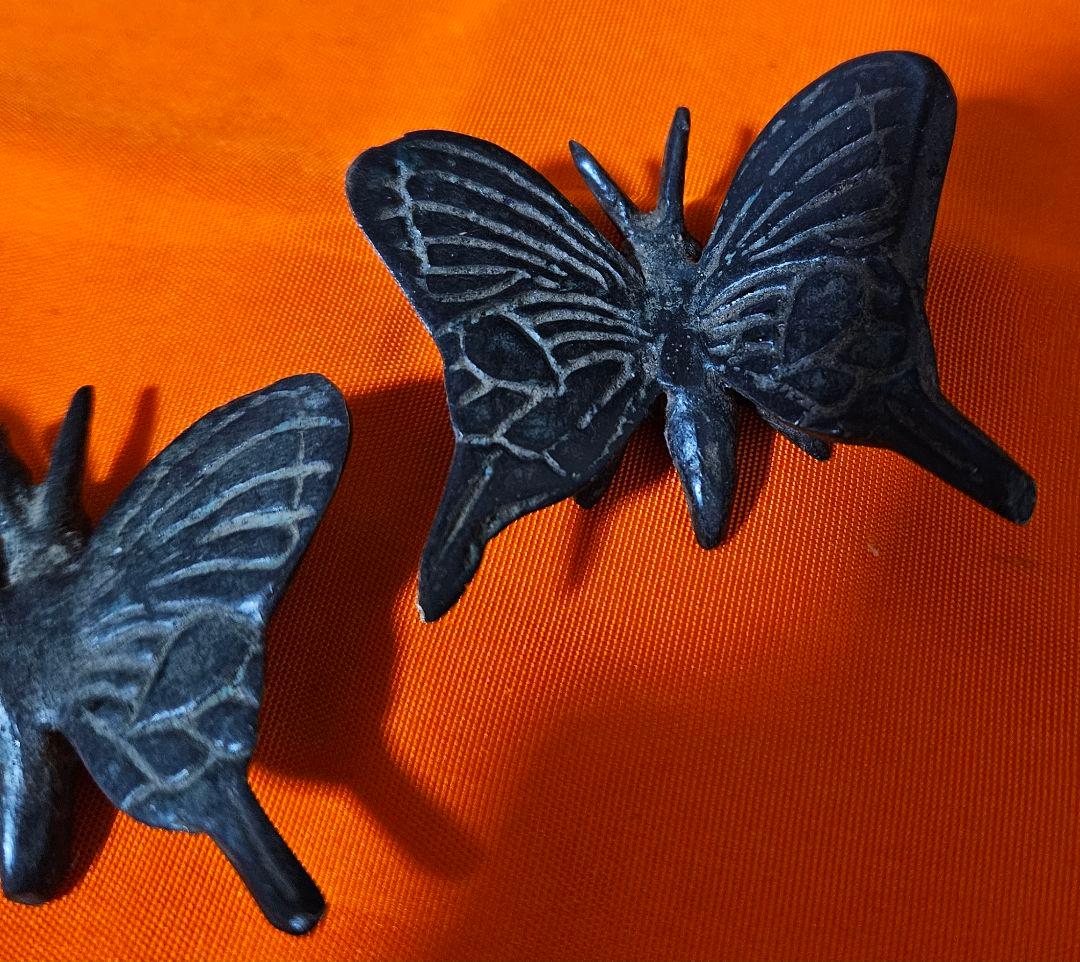 時代古作品❗】古銅唐金 銅製 蝶型 筆架 筆置 文鎮 文房具 文房四宝