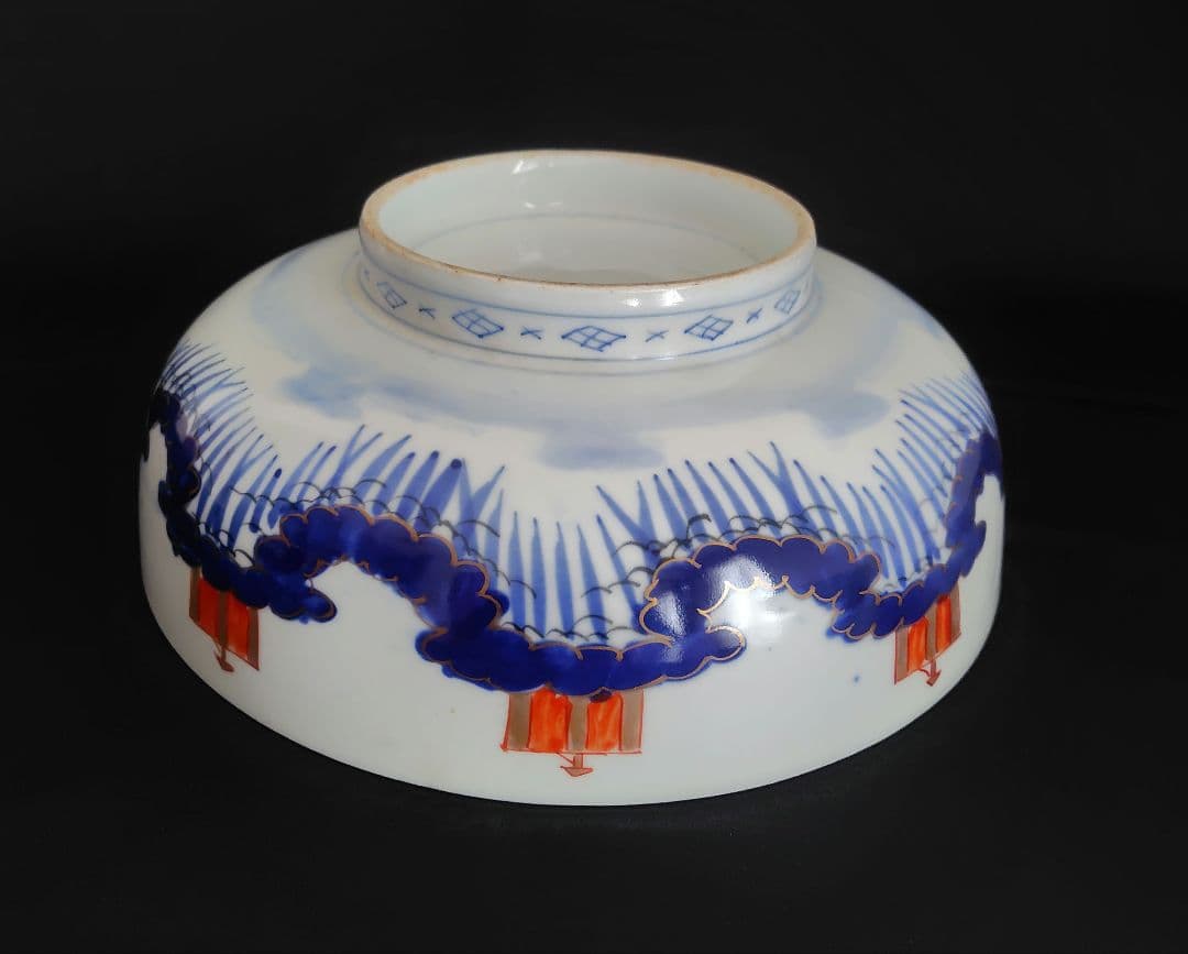 古伊万里 アンティーク 大鉢大小セット『松 鶴 富士 波 宝舟』明治大正