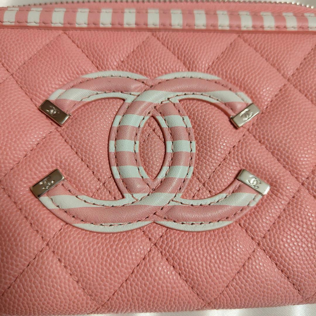 美品✡シャネル　キャビアスキン　CCフィリグリー　ラウンドファスナー　長財布